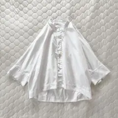 美品✨️コットンハウスアヤ ストライプギャザーブラウス ゆったり 