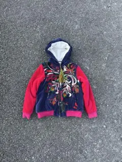 レア 希少 Y2K 総柄パーカー フーディー 短丈 古着