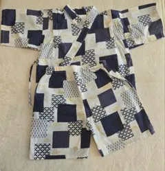 甚平 ネイビーと白の幾何学模様 110