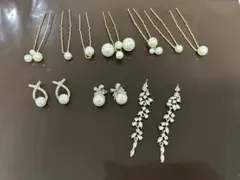 ヘアアクセサリーセット（パール・クリスタル・リボン）