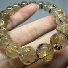 107 ゴールドタイチン ルチルクォーツ ブレスレット ギラギラ輝く極太