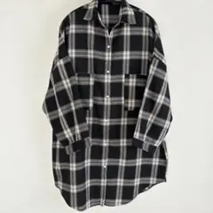 GRL チェック柄 ロングシャツ ブラック F