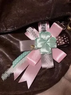 ハンドメイド ロゼット キーホルダー ウィッシュコア 韓国 スター クローバー