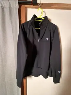 Champion ブラック ハーフジップ トレーナー