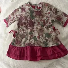 春服　ハッカベビー　hakka baby フリルワンピース　リボン付き　80