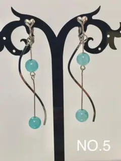 ハンドメイド天然石アイスアマゾナイトピアスイヤリング