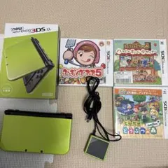 New Nintendo 3DS LL グリーン 本体 カセット3本つき