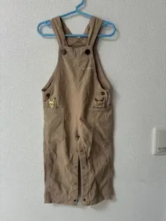 ベージュ オーバーオール ポケット付き