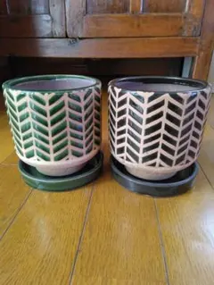 陶器製 植木鉢 2個セット