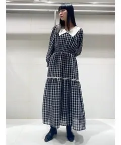 美品✨　FURFUR FURFUR 2wayビッグカラーチェックワンピース