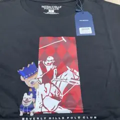 新品ビバリーヒルズポロクラブ　チェックエンブレムベアTシャツ黒Bear M