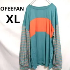 ★OFEEFAN★長袖Tシャツ ターコイズ 青 XL 海外古着 US 個性的
