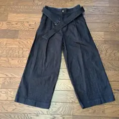 ダークグレー デニム ワイドパンツ ベルト付き J.プレス