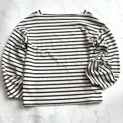 アズールバイマウジー　ボリュームスリーブカットソー　【S】　ブラック　ボーダー