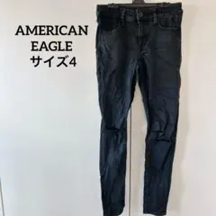 AMERICAN EAGLE サイズ4 ダメージ スキニーデニム 黒 ブラック