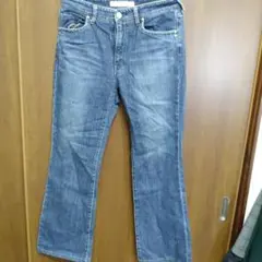 ダークブルー フレアデニムパンツ