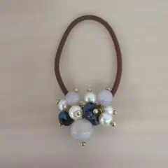 ビーズとパールのヘアゴム