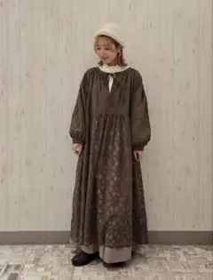 美品‪☆オーガニックコットン チュール刺繍切替ワンピース　サマンサモスモス