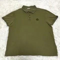 超希少　モンクレール　ポロシャツ　カーキ　ロゴ　Lサイズ