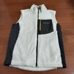 mont-bell フリースベスト S ホワイト/グレー