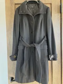 ブラック ベルト付きロングコート