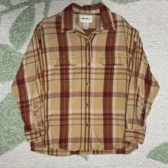 Eddie Bauer 90s ネルシャツ オープンカラー Wフラップポケット