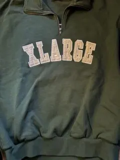XLARGE ハーフジップパーカー ダークグリーン
