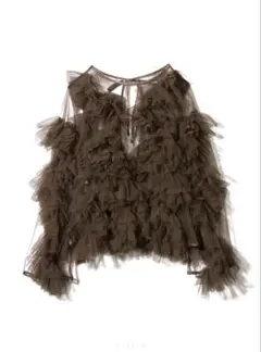 NOTREemor asymmetry tulle tops brown - メルカリ