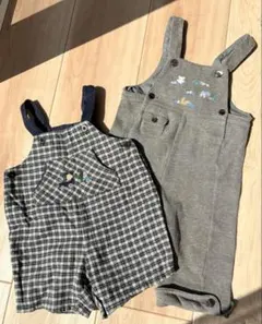 ファミリア オーバーオール 80cm 2枚セット サロペット 刺繍