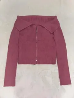 【GRL】オフショルリブニットトップス ピンク