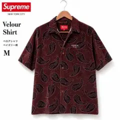 【Supreme】ベロア ペイズリー 半袖シャツ M バーガンディのサムネイル
