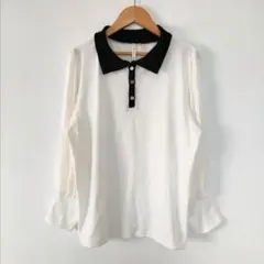 HK WORKS LONDON　襟付きカットソー　L　アイボリー　0518