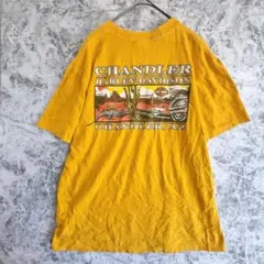 ハーレーダビッドソン Tシャツ クルーネック 半袖 ロゴ L 黄 綿 海外古着