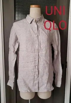 【UNIQLO】ユニクロ　チェックシャツ　綿 ベージュ