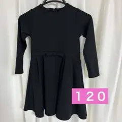 黒いリボン付きAラインドレス　サイズ120
