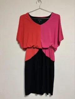 ♡大人可愛い♡バイカラーワンピ　体型カバー　楽ちん