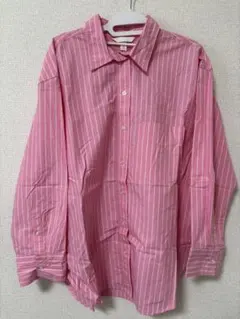 H&M ピンク ストライプ 長袖シャツ L