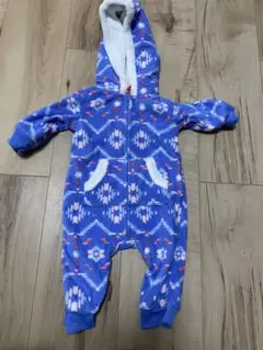 フリースロンパース フード付き