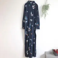 エゴイスト オールインワン シャツ風 ストレート ワイド カジュアル 可愛い 紺