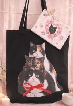 s*y様 猫バッグ　猫いっぱい　仲良し猫　トートバッグ　ポーチ付き　愛猫とお散歩
