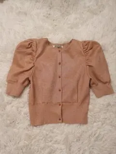 snidelラメ入りピンクカーディガン 半袖 パフスリーブ