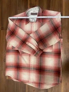 オンブレチェック ネルシャツ レッド系