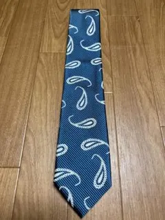 青 ペイズリー ネクタイ