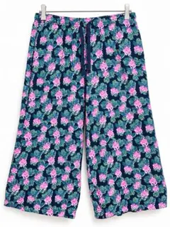 ユニクロ 花柄 イージーパンツ XL ネイビー レーヨン