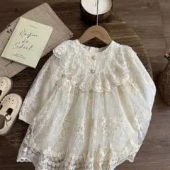 ベビードレス アイボリー 誕生日 韓国 七五三 90cm