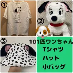 ディズニー★101匹ワンちゃん★Tシャツ&ハット(ナイクラ)&小バッグ３点☆中古