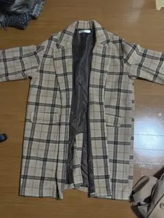 チェック柄 ロングコート ブラウン系 Emsexcite Mサイズ 秋冬アウター