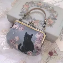 便利！黒猫ちゃんがま口チャームポーチ2　無料ラッピング【母の日にも♪】