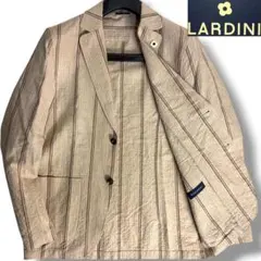 美品 XLサイズ✨ラルディーニ　リネン100% デニム調　アンコン　ジャケット J3035美品 ラルディーニ リネン100%チェック柄アンコンジャケット M