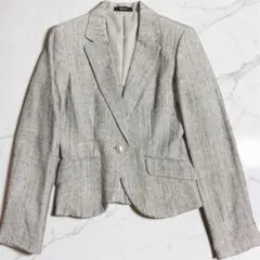 シングルボタン タイトフィットジャケット グレー系